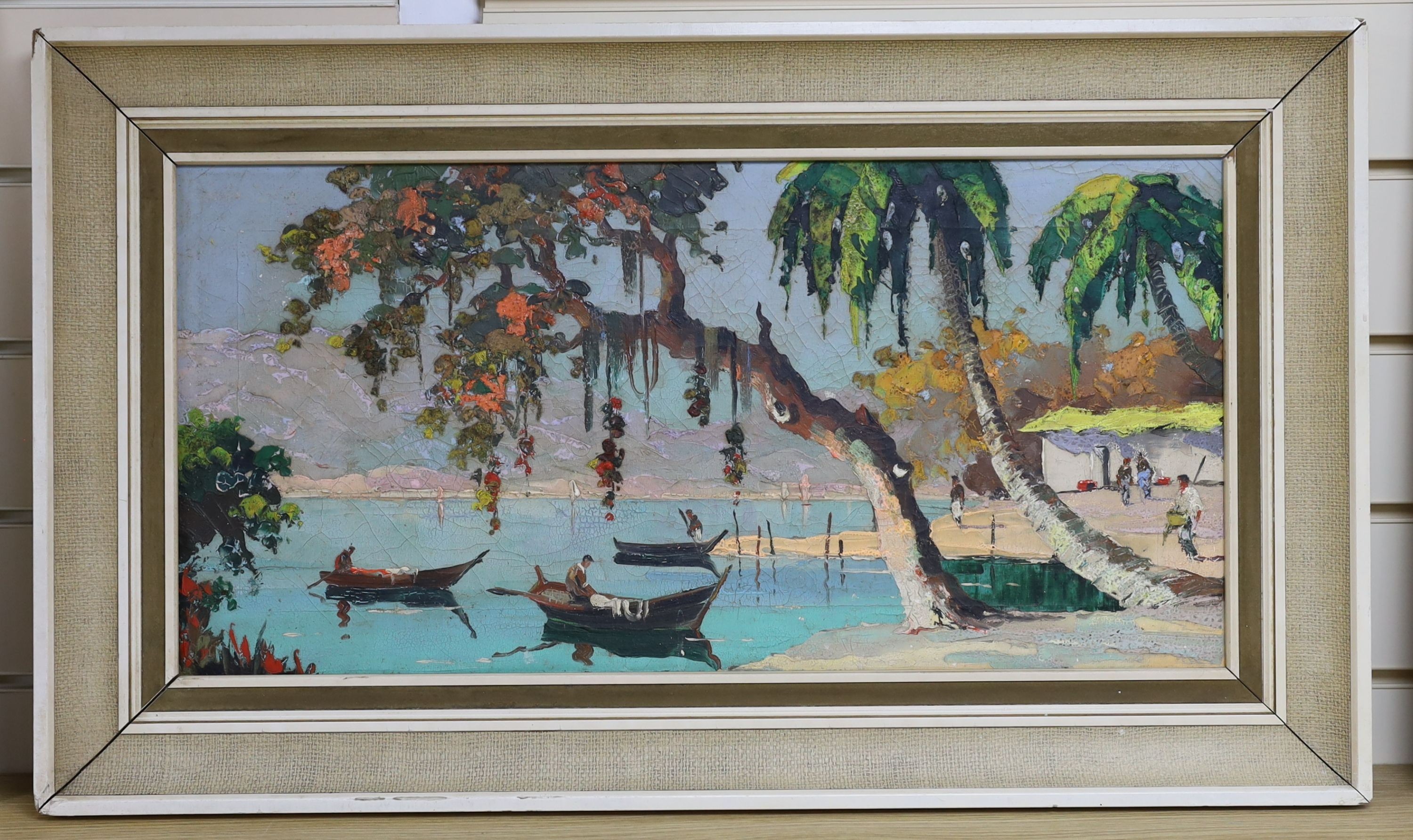 Cecil R. D'Oyly-John (1906-1993), oil on canvas, 'Trinidad, West Indies', inscribed verso, 29 x 59cm